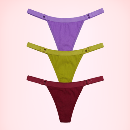 Cotton-Rich Mid-Rise Thong Panty For Women (Pack of 3)