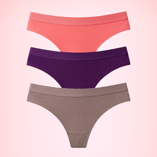 Lycra-Rich Mid-Rise Seamless Thong Panty For Women (Pack of 3)