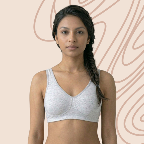Cotton-Rich Full Coverage Double-Layered Solid Sports Bra For Women