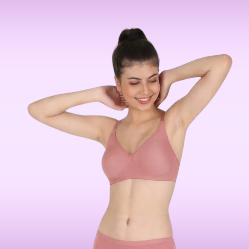 Cotton-Rich Full Coverage Lightly Padded Bra T-Shirt For Women