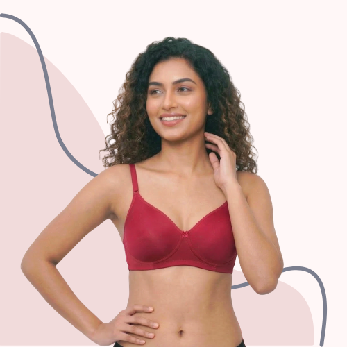 Cotton-Rich Full Coverage Solid Lightly Padded Bra For Women