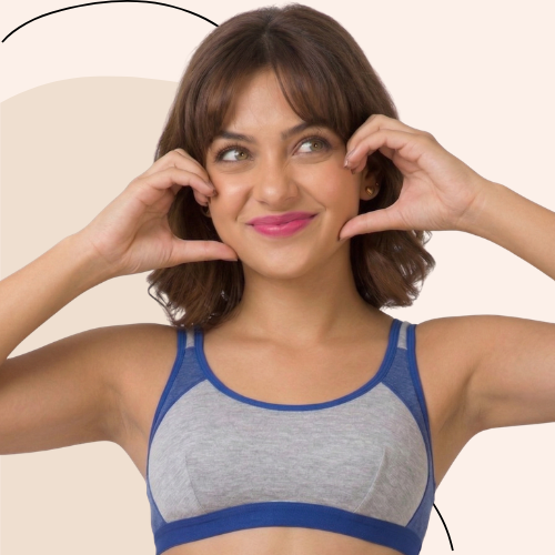 Cotton-Rich Full Coverage Solid Sports Bra For Women