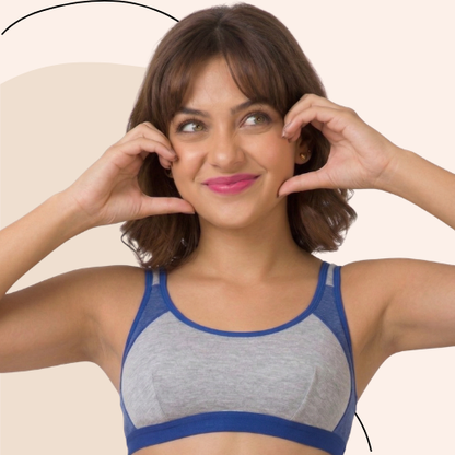 Cotton-Rich Full Coverage Solid Sports Bra For Women
