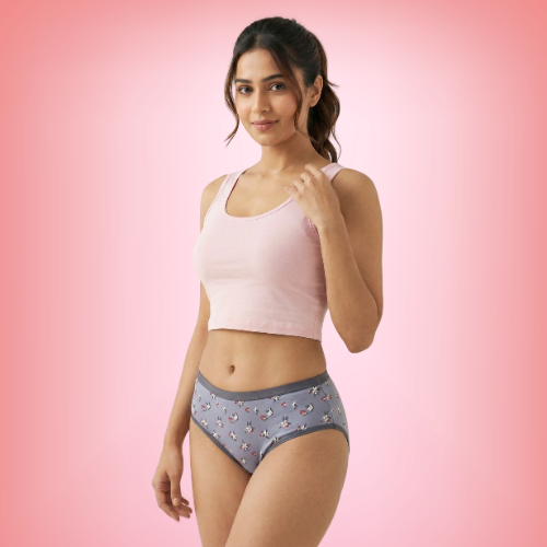 Lycra Mid-Waist Printed Brief Panty For Women (Pack of 3)