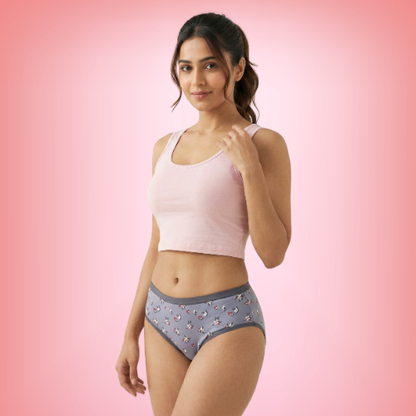 Lycra Mid-Waist Printed Brief Panty For Women (Pack of 3)