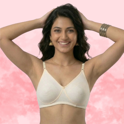 Cotton-Rich Full Coverage Solid T-Shirt Bra For Women