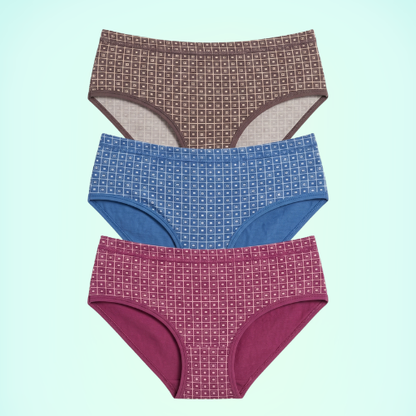 Cotton-Rich Mid-Waist Printed Brief Panty For Women (Pack of 3)