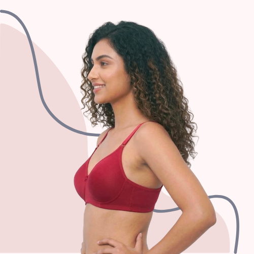 Cotton-Rich Full Coverage Solid Lightly Padded Bra For Women