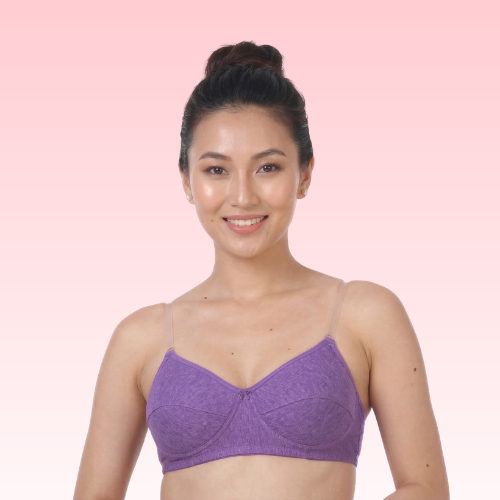 Cotton-Rich Transparent Straps Padded Bra For Women