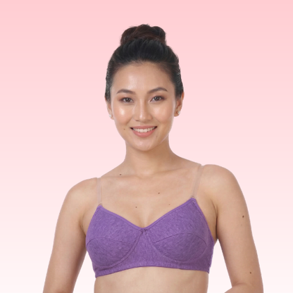 Cotton-Rich Transparent Straps Padded Bra For Women