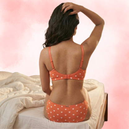 Cotton-Rich Full Coverage Printed Lingerie Set For Women