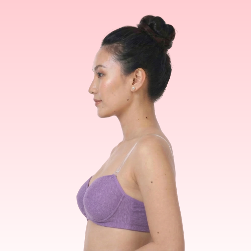 Cotton-Rich Transparent Straps Padded Bra For Women