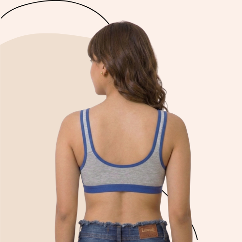 Cotton-Rich Full Coverage Solid Sports Bra For Women
