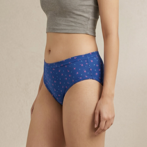 Cotton-Rich Mid-Waist Printed Hipster Panty For Women