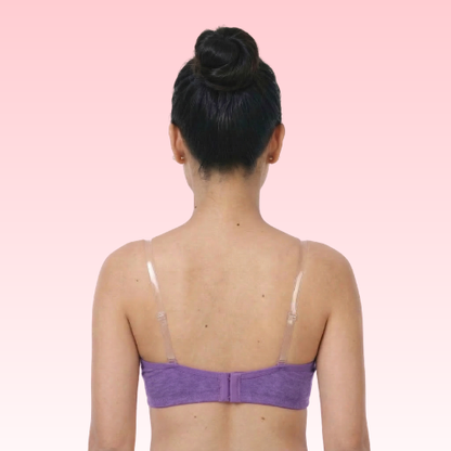 Cotton-Rich Transparent Straps Padded Bra For Women