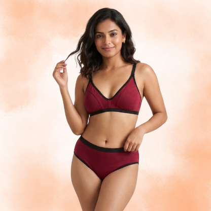 Cotton-Rich Full Coverage Everyday Lingerie Set For Women