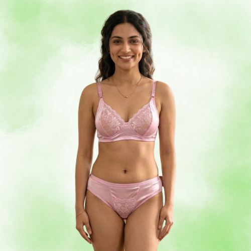 Satin Full Coverage Lace Lingerie Set For Women