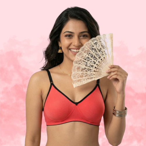 Cotton-Rich Full Coverage Solid T-Shirt Bra For Women