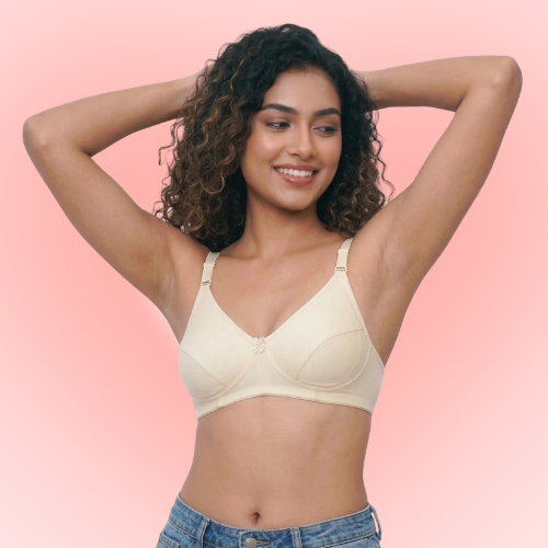 Cotton-Rich Full Coverage Solid Lightly Padded Bra For Women