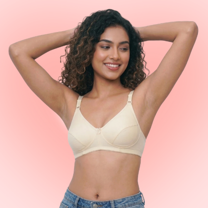 Cotton-Rich Full Coverage Solid Lightly Padded Bra For Women