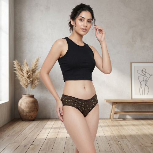 Cotton-Rich Low-Waist Printed Hipster Panty For Women