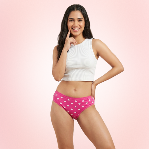 Cotton-Rich Low-Rise Printed Brief Panty For Women