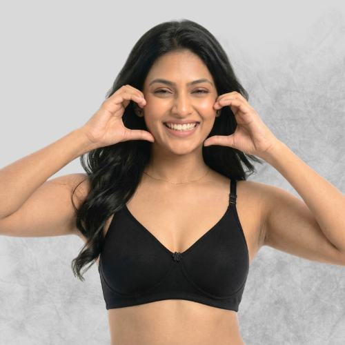 Cotton Rich Full Coverage Solid Double Layered T-Shirt Bra For Women