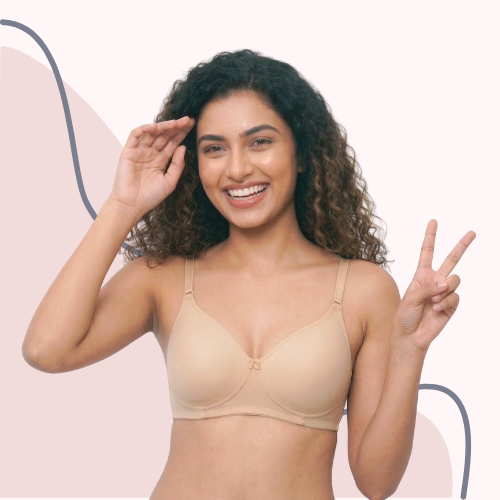 Cotton-Rich Full Coverage Solid Lightly Padded Bra For Women