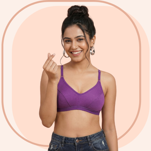 Cotton-Rich Full Coverage Solid Sports Bra For Women