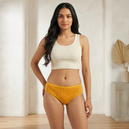 Cotton-Rich Mid-Waist Printed Hipster Panty for Women