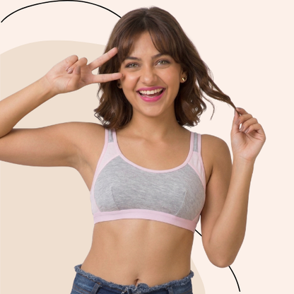Cotton-Rich Full Coverage Solid Sports Bra For Women