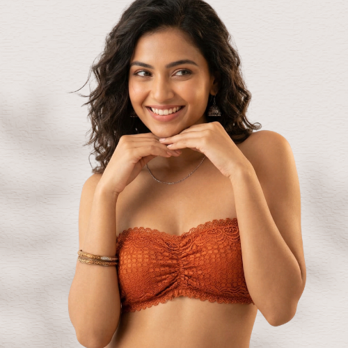 Lace Full Coverage Tube Bra for Women