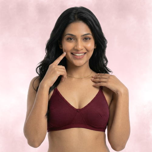 Cotton-Rich Full Coverage Solid T-Shirt Bra For Women