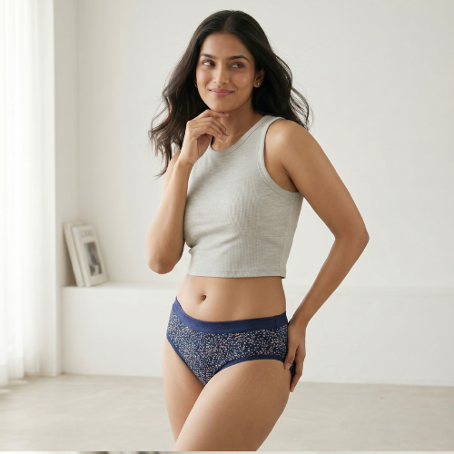 Cotton-Rich Mid-Rise Printed Bikini Panty For Women