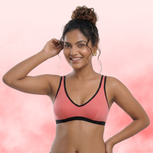 Cotton-Rich Full Coverage Solid Sports Bra For Women