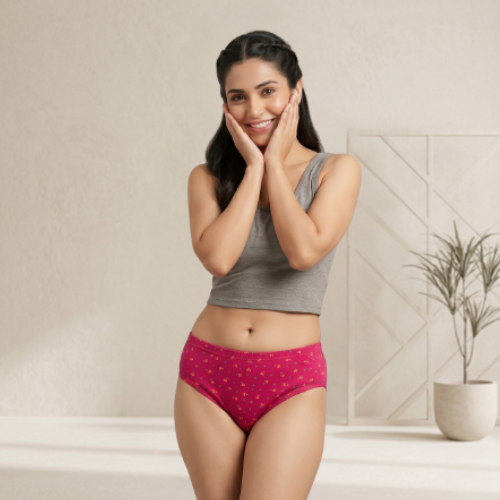 Cotton-Rich Mid-Waist Printed Hipster Panty For Women
