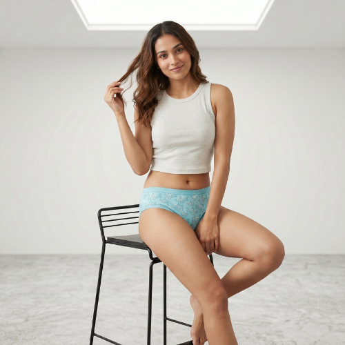 Cotton-Rich Mid-Waist Printed Brief Panty For Women