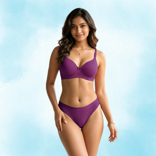 Lycra Full Coverage Padded everyday Lingerie Set For Women