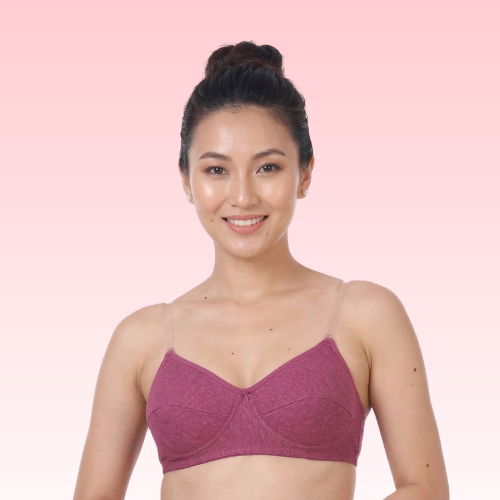 Cotton-Rich Transparent Straps Padded Bra For Women