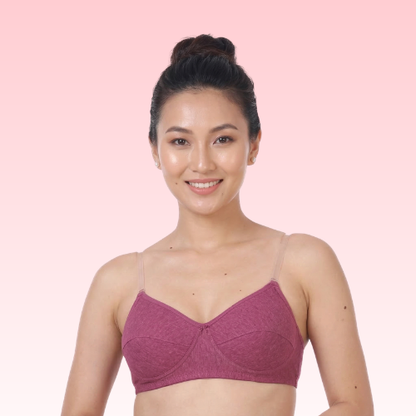 Cotton-Rich Transparent Straps Padded Bra For Women