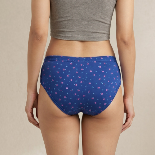 Cotton-Rich Mid-Waist Printed Hipster Panty For Women