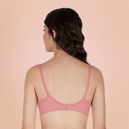 Cotton-Rich Solid Double Layered T-Shirt Bra For Women