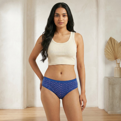 Cotton-Rich Mid-Waist Printed Hipster Panty for Women