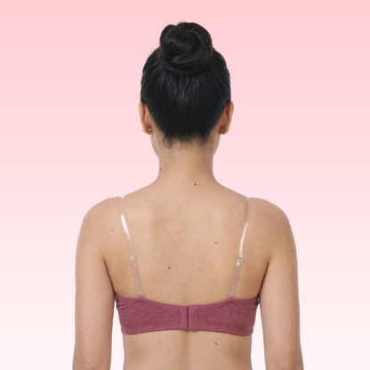 Cotton-Rich Transparent Straps Padded Bra For Women