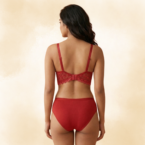 Cotton-Rich Full Coverage Lace Lingerie Set For Women