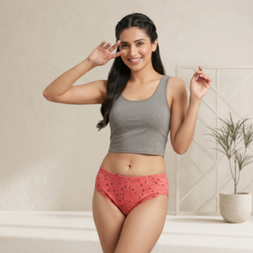 Cotton-Rich Mid-Waist Printed Hipster Panty For Women