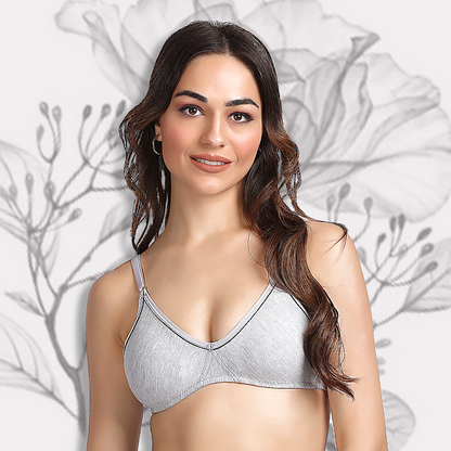 Cotton-Rich Full Coverage Solid T-Shirt Bra For Women