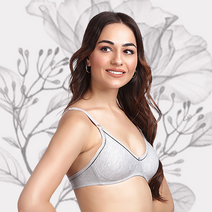 Cotton-Rich Full Coverage Solid T-Shirt Bra For Women