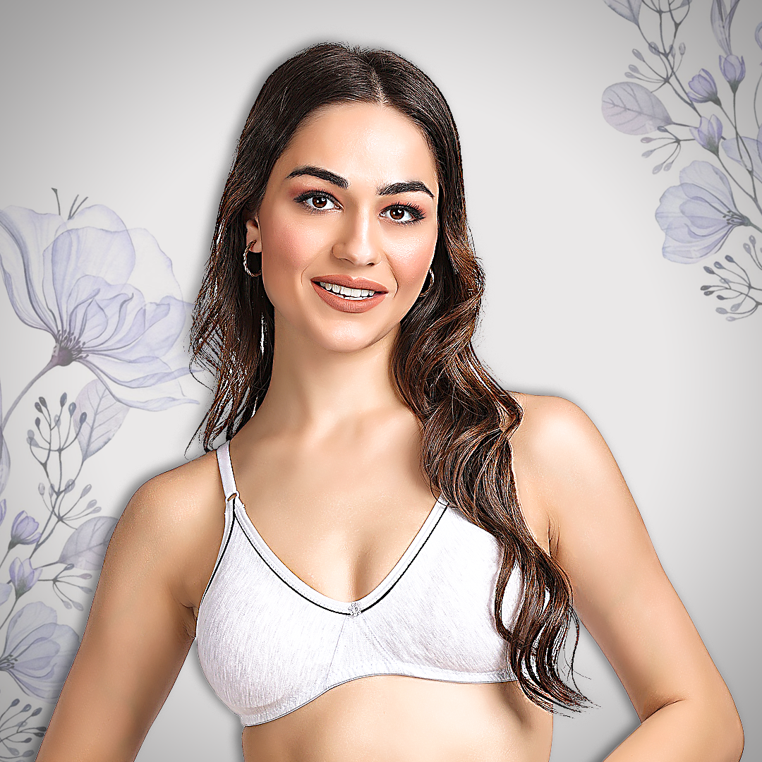 Cotton-Rich Full Coverage Solid T-Shirt Bra For Women