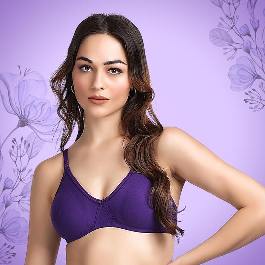 Cotton-Rich Full Coverage Solid T-Shirt Bra For Women